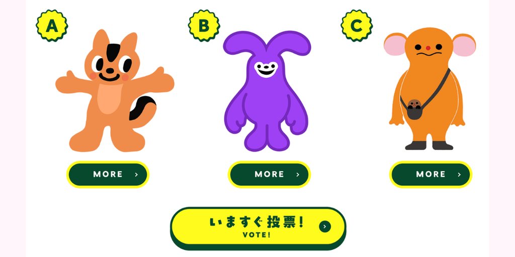 新しいキャラクター候補A・B・Cの3案
